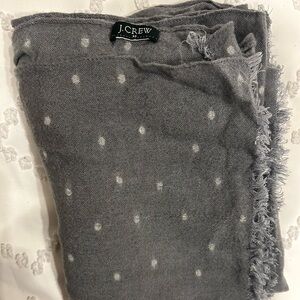 Grey Jcrew scarf with polka dots.